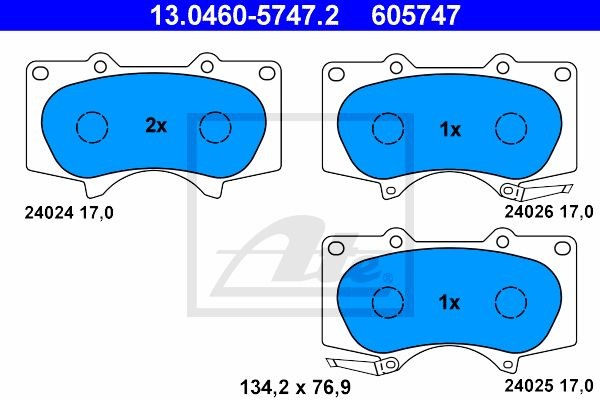 13.0460-5747.2 988 00 !колодки дисковые п.\ Toyota Land Cruiser 4.0i/3.0D 03> 13.0460-5747.2 ATE