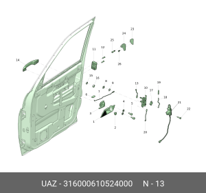 Тяга УАЗ-3160,62,63 наружной ручки двери правая (ОАО УАЗ) 316000610524000 UAZ UAZ