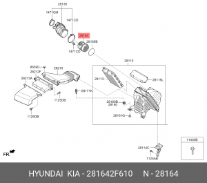 Датчик массового расхода воздуха KIA Sorento (15-) (2.2 TCI) OE 281642F610 HYUNDAI KIA