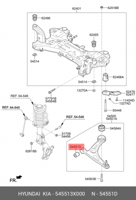 сайлентблок рычага переднего!\ Hyundai Elantra 11> 545513X000 HYUNDAI