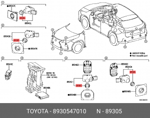 ПОДУШКА В КОМПЛЕКТЕ, УЛЬТРАЗВУКОВОЙ ДАТЧИК 89305-47010 89305-47010 TOYOTA