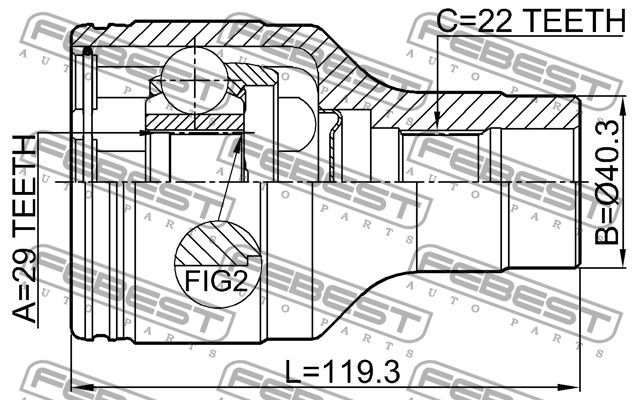 ШРУС внутр правый SUZUKI IGNIS RG413/RG415/RM413/RM415 00-08 0711-IGN29RH 0711IGN29RH FEBEST