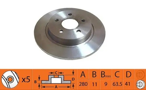 Диск тормозной задний FORD FOCUS 04-/08-/VOLVO C30/C70 BR51114 BR51114 SB NAGAMOCHI