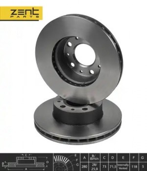 диск тормозной передний Z06038 ZENTPARTS