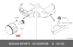 фара противотуманная! передняя\ Nissan Qashqai (J11) 14> 261508992B NISSAN