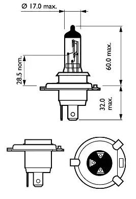 H4 12V-60/55W+30% +30% P43t 12342PRC1 PHILIPS