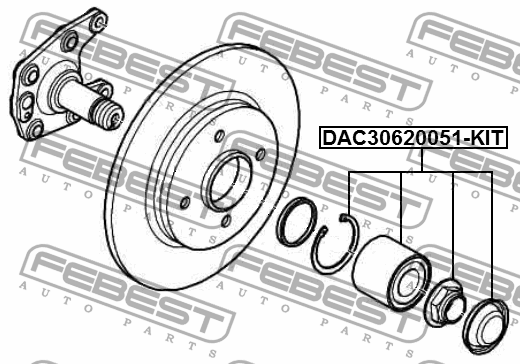 Подшипник ступицы задний CITROEN BERLINGO 2008- DAC30620051-KIT DAC30620051-KIT FEBEST
