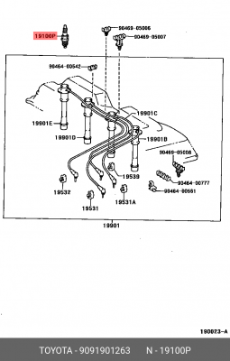 СВЕЧА ЗАЖИГАНИЯ  PLUG, SPARK 90919-01263 90919-01263 TOYOTA