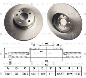 диск тормозной передний! 300x28\ Ford Mondeo V 1.0-2.0i/TDCi 14> BS0596 BLITZ