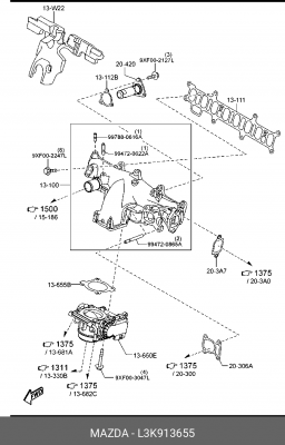 Прокладка дроссельной заслонки MAZDA L3K9-13-655 L3K9-13-655 MAZDA