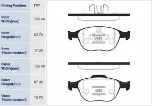 Колодки тормозные дисковые Ford Focus ST 1702.0i 16V/RS/Transit/Tourneo Connect  SP1623 SANGSIN