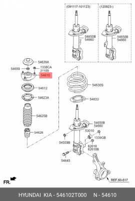 Опора амортизатора HYUNDAI Sonata (09-) KIA Optima (10-) переднего OE 546102T000 HYUNDAI KIA