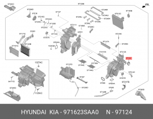 Привод HYUNDAI Santa Fe заслонки отопителя OE 971623SAA0 HYUNDAI KIA