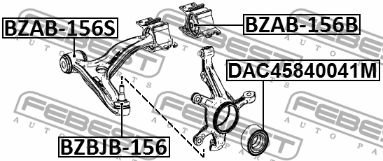 Сайлентблок рычага компл-2шт MERCEDES BENZ A-CLASS 176 2010- BZAB-156S BZAB-156S FEBEST
