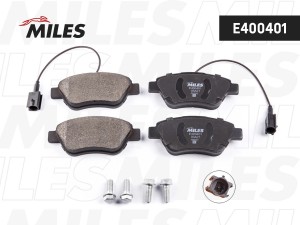 Колодки тормозные передние (с датчиком + болты) (Смесь Low-Metallic) FIAT ALBEA/ E400401 MILES
