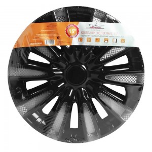Колпаки колесные декоративные R15 серебро/черный "AIRLINE" Торнадо Т (2 шт.) AWCC-15-10 AIRLINE