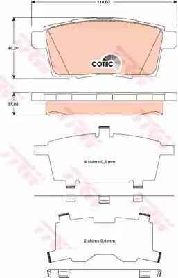Колодки задние MAZDA CX-7, CX-9 GDB3472 GDB3472 TRW