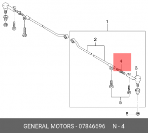 Болт CHEVROLET Lanos (T100) (97-02) регулировки наконечника рулевой тяги OE 07846696 GENERAL MOTORS