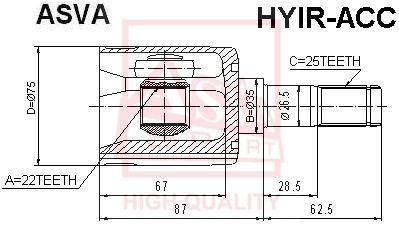 ШРУС ВНУТРЕННИЙ ПРАВЫЙ 22x35x25 12 HYIRACC HYIR-ACC ASVA