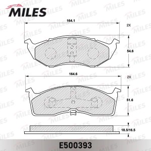Колодки тормозные передние (Смесь CERAMIC серия PRO) CHRYSLER 300M/VOYAGER/DODGE E500393 MILES