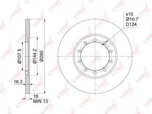 Диск тормозной задний (280x16) BN-1023 LYNXAUTO