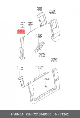 Усилитель HYUNDAI Porter стойки передней правый OE 721304B000 HYUNDAI KIA