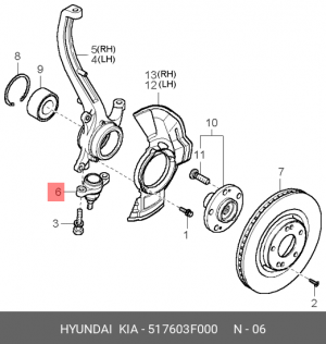 Опора шаровая HYUNDAI Sonata (03-) левая/правая OE 517603F000 HYUNDAI KIA