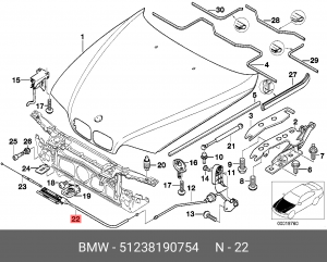трос открывания капота!\ BMW E39 51 23 8 190 754 BMW
