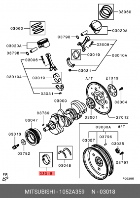 коренной вкладыш! на 1 шейку\ Mitsubishi Pajero/Galant 1052A359 MITSUBISHI