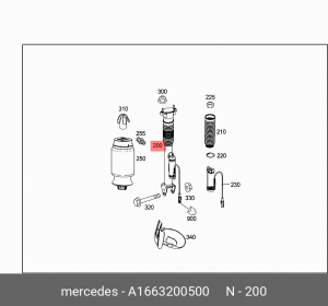 Mercedes-Benz,Амортизатор задний A 166 320 05 00 A1663200500 MERCEDES BENZ