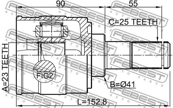 ШРУС внутренний левый 23X41X25 1211CREMT2WD FEBEST