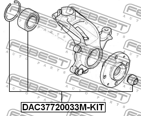 Подшипник ступицы передний CITROEN C3 2002-2009, PEUGEOT 207/208 DAC37720033M-KI DAC37720033M-KIT FEBEST