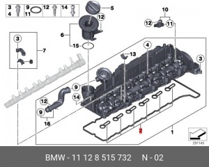 к-т прокладок ГБЦ!\BMW E90/E90N/E91/E92/E93/F30/F31 11 12 8 515 732 BMW