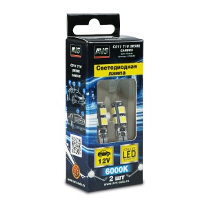 к-т ламп! светодиодных C011 T10 (W2.1x9.5D) CANBUS 9SMD 5050, блистер 2шт, белый A78438S AVS