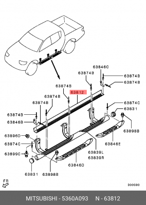 Накладка порога MITSUBISHI Pajero (08-13) левого OE 5360A093 MITSUBISHI