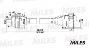 Привод в сборе левый/правый VW T4 1.9D-2.5 90-03 (ABS) (GKN 303165) GC00139 GC00139 MILES