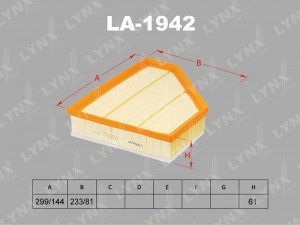 фильтр воздушный !\ BMW 3 E90/E91/E92 3.0D 06> LA-1942 LYNXAUTO