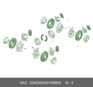 Колодки тормозные УАЗ Профи Полуторка 4х2 (21-) передние (4шт.) (ОАО УАЗ) 236036350108800 UAZ UAZ