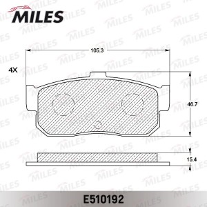 Колодки тормозные задние (Смесь CERAMIC серия PRO) NISSAN ALMERA 95-/MAXIMA 95-/ E510192 MILES