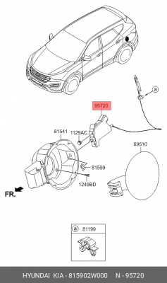 Замок HYUNDAI Santa Fe (16-) лючка бака топливного OE 815902W000 HYUNDAI KIA