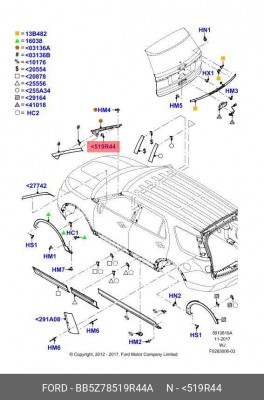 клипса крепления молдинга! комплект\ Ford Explorer 11> BB5Z 78519R44-A FORD