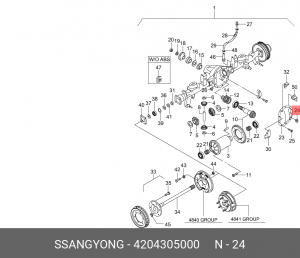 Пробка сливная SSANGYONG Actyon (06-),Kyron (05-),Rexton (03-) (KSC) редуктора з 4204305000 SSANG YONG