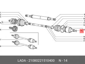 Кольцо ВАЗ-2108 шарнира внутреннего стопорное АвтоВАЗ 21080-2215104-00 LADA VAZ