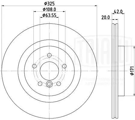 Диск торм. Jaguar XF (15-)/XE (15-) 3.0S зад. d=325 (окраш.) (DF 190434)  2шт DF190434 TRIALLI