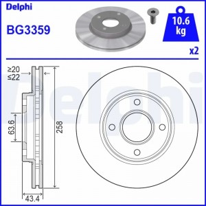 BG3359 диск тормозной передний!\ Ford Focus/Fiesta all 98> BG3359 DELPHI