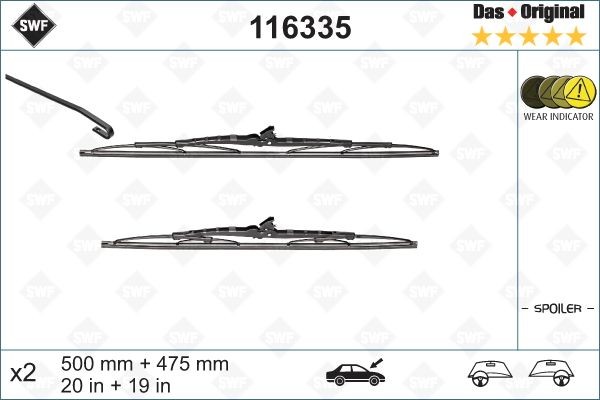 Щетки стеклоочистителя 500mm 475mm  116335 116335 SWF