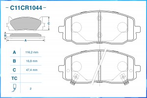 Тормозные колодки передние Low Metallic C11CR1044 C11CR1044 CWORKS