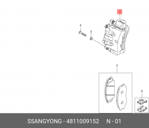 Суппорт SSANGYONG Actyon (06-),Kyron (05-),Actyon Sports (06-) передний левый (А 4811009152 SSANG YONG