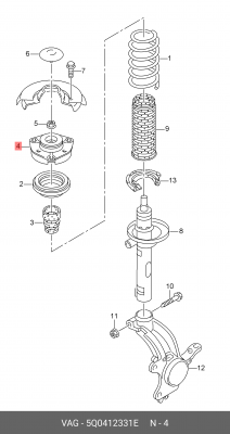 Опора амортизатора VW Golf (13-) AUDI A3 (13-) переднего OE 5Q0 412 331 E VAG