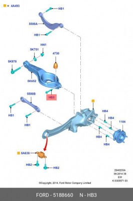 Болт FORD Focus (14-),Kuga (12-) рычага подвески задней OE 5 188 660 FORD